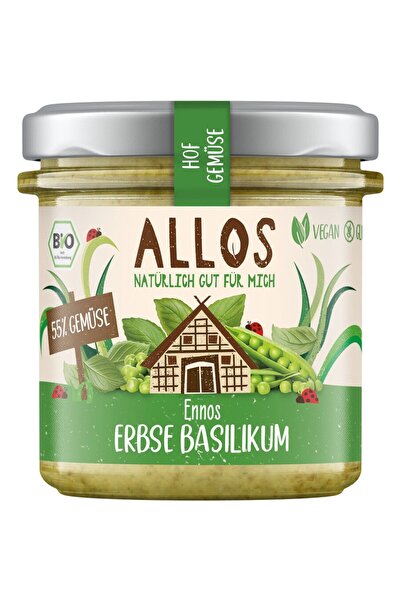 Allos Cremă tartinabilă cu mazăre și busuioc, bio, fără gluten, 135g