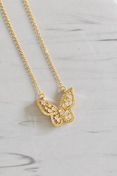 X-Lady Accessories Altın Renk Kelebek Kararma Yapmaz Çelik Kolye- 3929