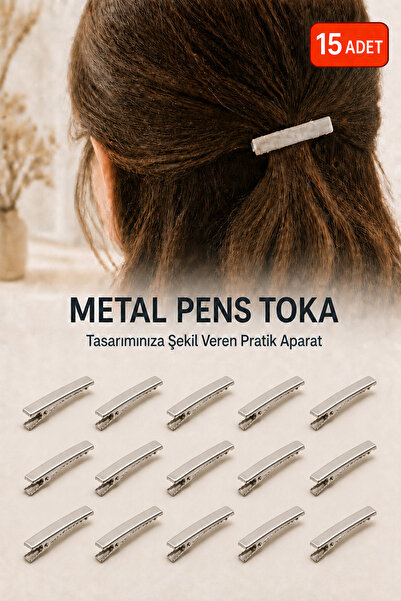 MAROKEN 15 Adet Gümüş Metal Pens Toka Timsah Saç Klipsi Fiyonk ve Grogren Kur...