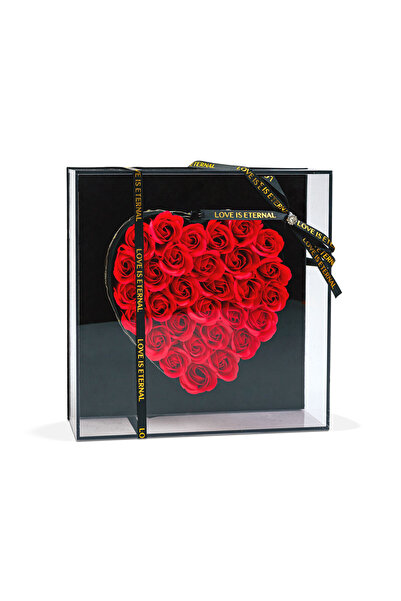 Alista Home Inimă din trandafiri artificiali cu LED în cutie cadou 29x29cm, d...