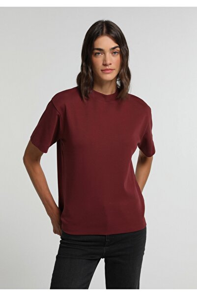 Colin's Regular Fit Round Neck Plain Women's Burgundy Short Sleeve T-Shirt