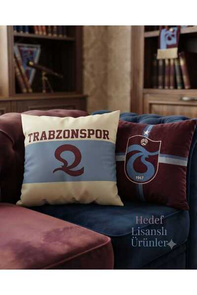 Taç Lisanslı TrabzonSpor 40x40 Kırlent Çift Taraflı %100 Pamuk