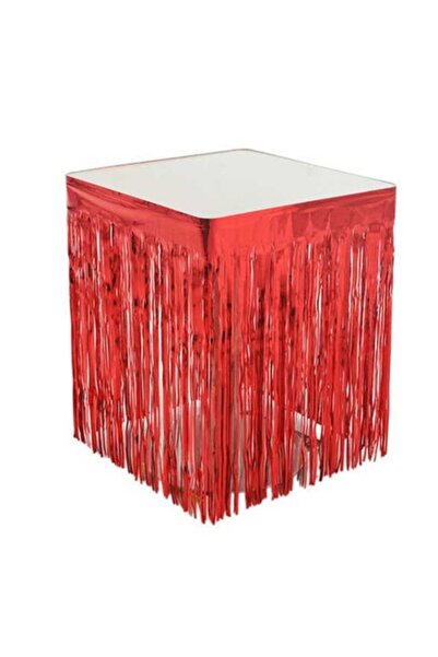 BenimMarifetlerim Red Birthday Table Skirt with Tassels