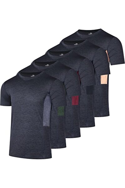 Real Essentials 5 Pack: Men’s Short Sleeve Dry Fit Active Crew Neck T Shirt -...