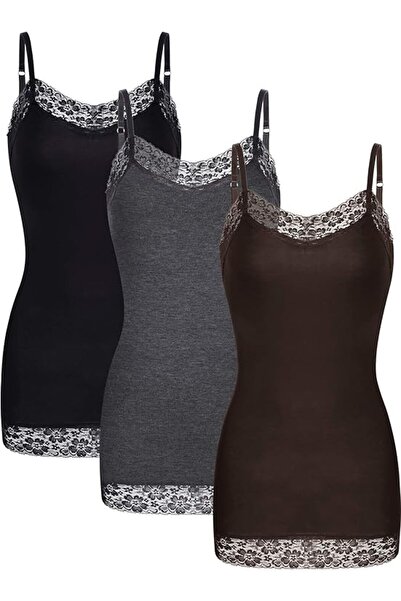 SATINIOR 3 Pack Women Tank Tops Lace Cami Camisoles Adjustable Spaghetti Stra...