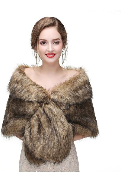 GENERAL Faux Fur Shawl Wrap Stole Shrug Winter Bridal Wedding Cover Up