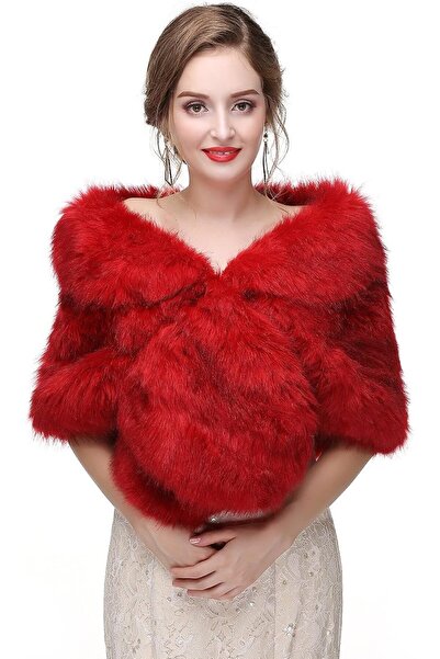 GENERAL Faux Fur Shawl Wrap Stole Shrug Winter Bridal Wedding Cover Up