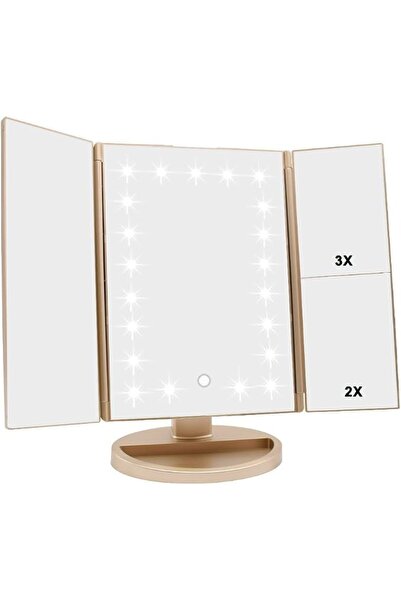 GENERAL Flymiro Tri-fold Lighted Vanity Makeup Mirror with 3x/2x Magnificatio...