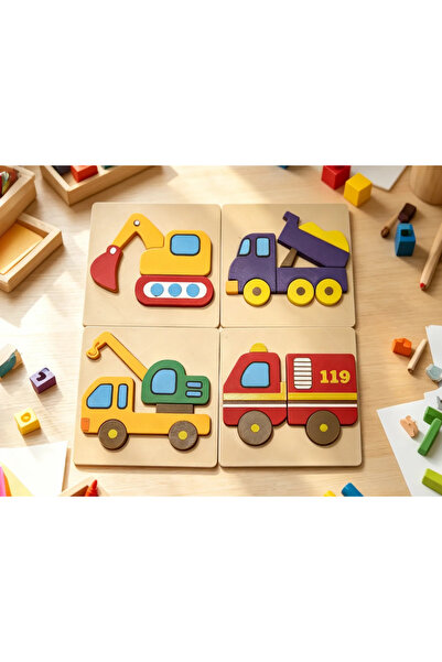 Taşıtlar Montessori / Eğitici Puzzle 4 lü set
