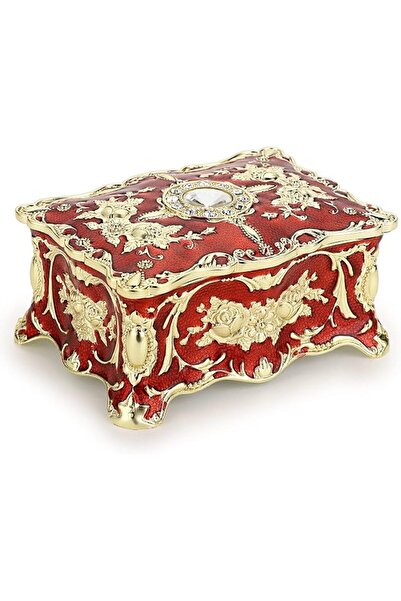 Hipiwe Vintage Jewelry Box, Small Enameled Trinket Box Organizer Rectangular ...
