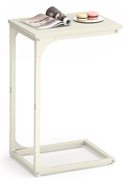 VASAGLE Slim End Table, Sofa Side Table, C-Shaped Snack Table, TV Tray Table ...