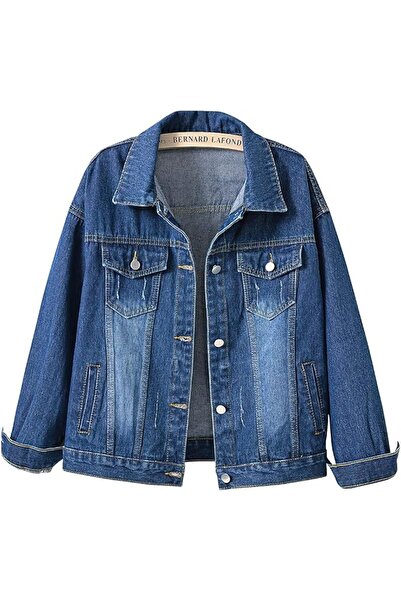 GENERAL ebossy womens Women Candy Color Long Sleeve Loose Denim Jacket Long S...