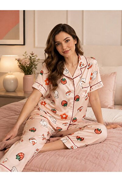 Generic Brand Summer Short Sleeves Cute Strawberry Print Women's Pajamas Set