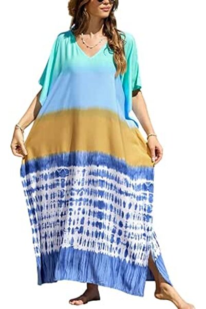 YouKD Women's Long Kaftan Maxi Dress Boho Swimsuit Beach Cover Up Robes One S...