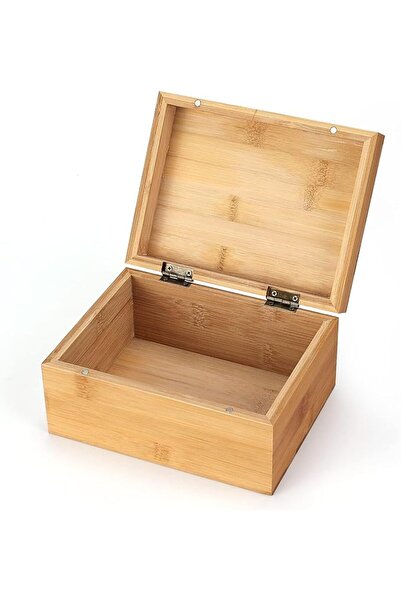 GENERAL Woiworco Small Bamboo Wooden Box with Hinged Lid, 6.7 x 5.1 x 3.1 inc...