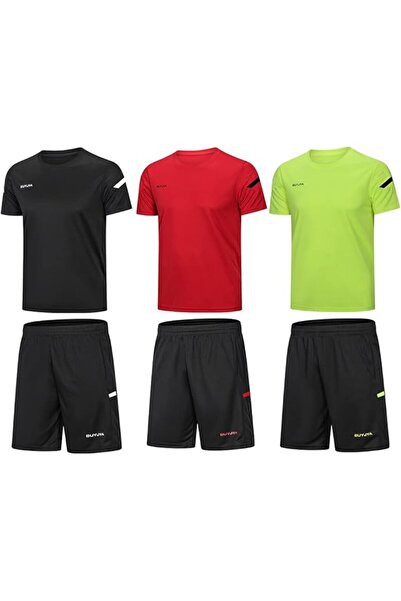 GENERAL BUYJYA Men's Workout Clothes Athletic Shorts Shirt Set 3 Pack for Bas...