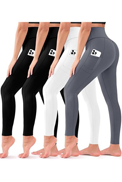 Bluemaple 4 Pack Leggings for Women Butt Lift High Waisted Tummy Control No S...