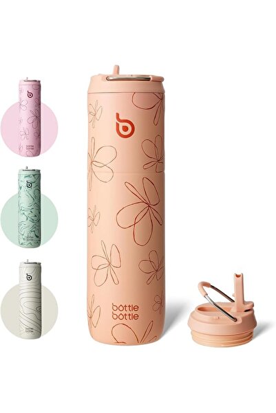 BottleWorld BOTTLE BOTTLE Insulated Water Bottle 24oz with Straw Lid and Hand...