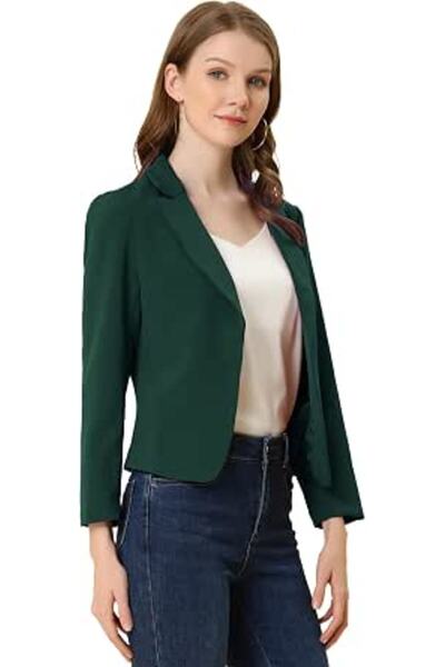 Allegra K Women's Open Front Office Work Business Crop Suit Blazer Jacket