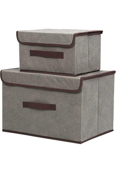 Swpeet 3pcs Blue Linen Foldable Storage Bins with Lids Kit, Large Collapsible...