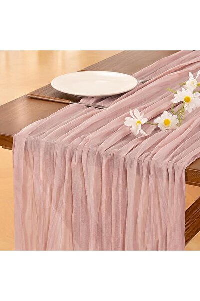 GENERAL Socomi Cheesecloth Table Runner 10ft Gauze Boho Rustic Dusty Pink Che...