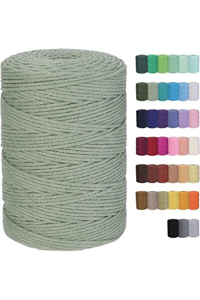 GENERAL Macrame Cord 3mm x 328yards Natural Macrame Cotton Rope Colored Macra...