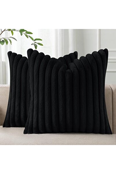 Pallene Faux Fur Plush Throw Pillow Covers 18x18 Set of 2, Luxury Soft Fluffy...