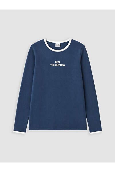 LC Waikiki Plum Crew Neck Letter Printed Girls' T-Shirt (W6)