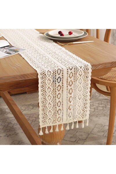 Generic Brand Table runner - 47.2 inches - Cotton crochet tablecloth - Lace t...