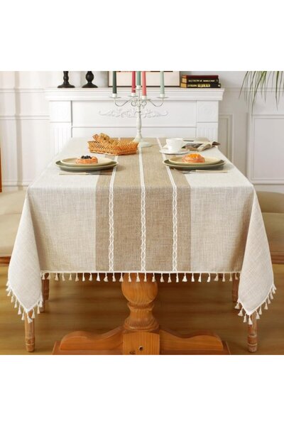 Generic Brand Country-style cotton and linen tablecloth, rectangular dining t...