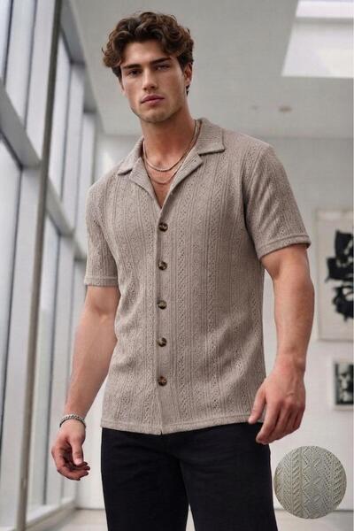 stg spor toptan giyim Men's Mink Knitwear Look Stefan Short Sleeve Summer Shirt