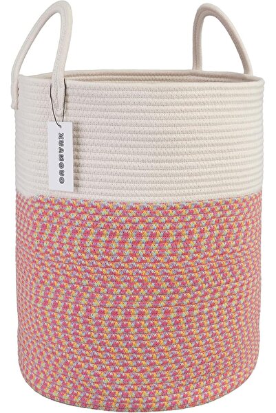 XUANGUO Cotton Rope Laundry Basket Hamper for Clothes Woven Storage Basket fo...
