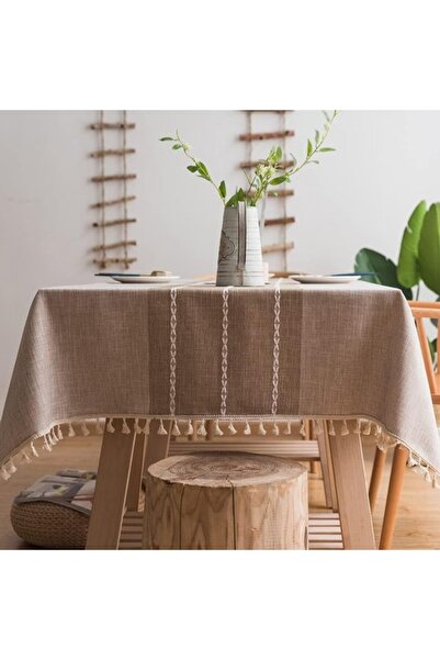 Generic Brand This cotton-linen blend tablecloth is sturdy and durable, recta...