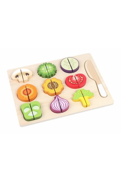 MomKi Set de joacă din lemn pentru tăiat legume, pentru copii