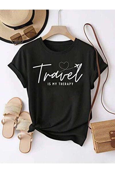 23ERVA Travel, Women's Is My Therapy, Pure Cotton T-Shirt, Summer Vacation, G...