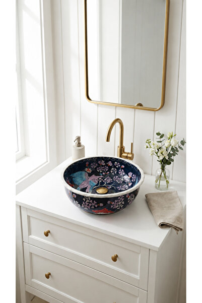 EvaniLife Rölyef Model Moonlight Crane Serisi El Yapımı Seramik Lavabo Özel T...