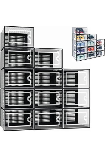 MIILYE BEAUTY 12PCS Shoe Boxes Clear Plastic Stackable, Display Sneakers, Mul...
