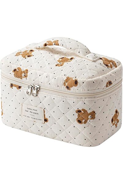 uekeboag Large Travel Makeup Bag for Women Quilted Floral Cotton Cosmetic Bag...