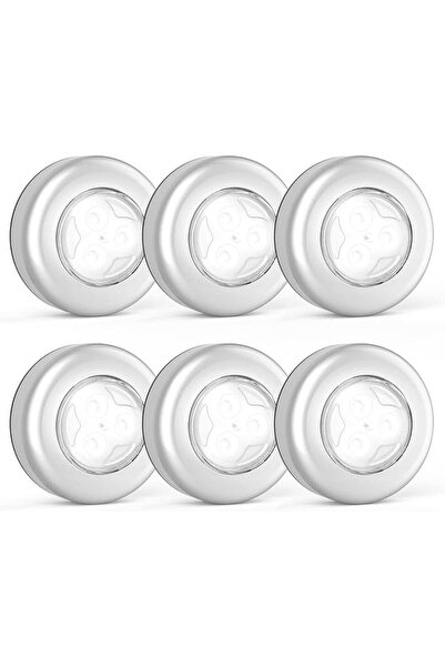 AZONEE Mini Touch Light, 6 Pack Wireless Under Cabinet Lights Round Tap Push ...