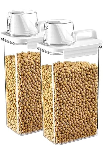 HI-FINE Dry Food Storage Containers with Measuring Cup, Airtight Plastic Kitc...