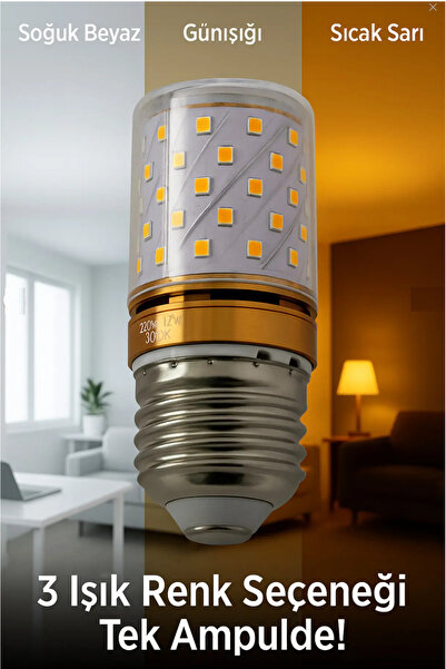 mucize Lighting Bulb E 27 Led Corn (On-Off) 3 Colors White-Daylight-Yellow Li...