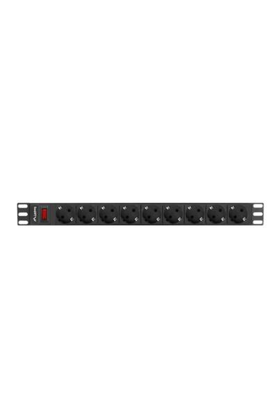 Lanberg 19 ιντσών 1U PDU για rack, Μονάδα Διανομής Ισχύος, 16Α, 9 Πρίζες, Μαύρο