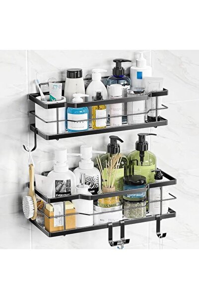 Moforoco Gold 5 Pack Shower Caddy Shelf Organizers Rack, Self Adhesive Black ...