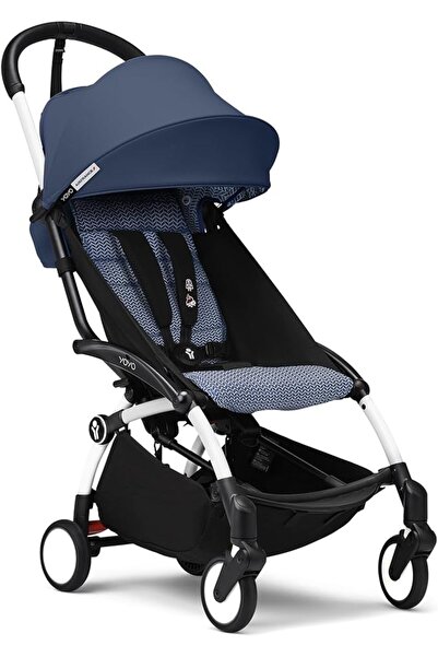 Stokke عربة أطفال YOYO3 من 6 أشهر فصاعداً - تتضمن هيكل أسود/وسادة مقعد حجرية ...