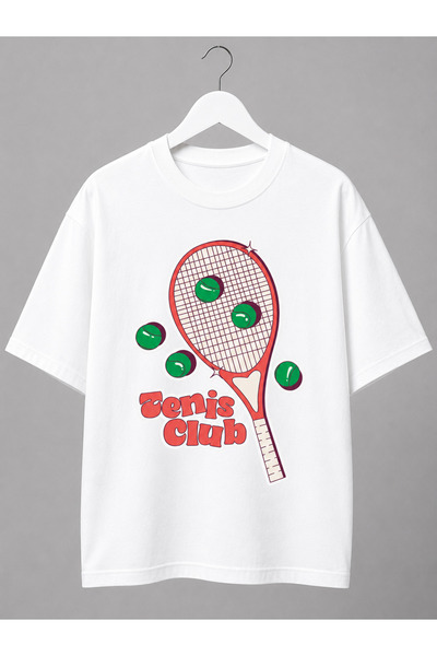 VODEXA Tricou unisex supradimensionat cu imprimeu tenis, 100% bumbac, cu tema...