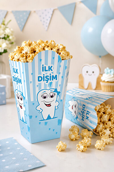 Baloncu Nene Blue My First Tooth Themed Corn Box 8 Pieces 8X11 cm Baby Boy To...