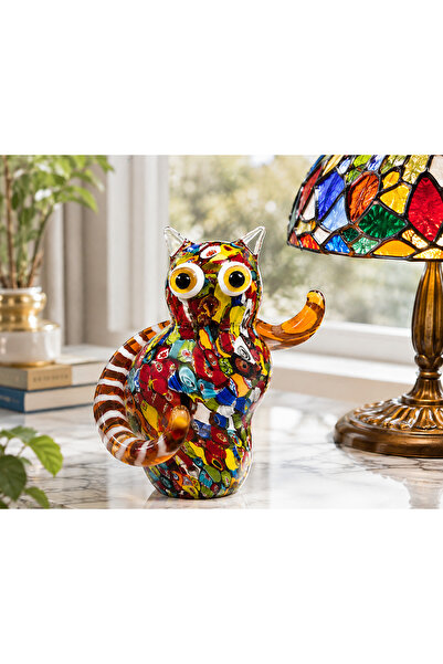 hediyeconcepti El Yapımı Murano Cam Baykuş Sanat Objesi – Renkli Millefiori D...
