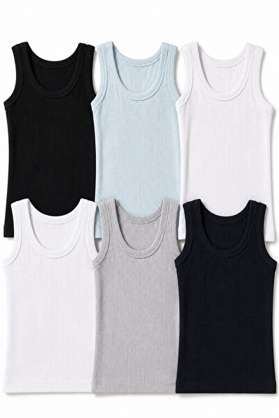 westicgiyim Boys' Modal Undershirts 6-Pack Ribbed Camisole Soft Flexible Unde...