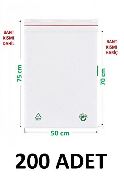 MTKardeşler 200 Pcs 50X70+5 cm Transparent Green Recyclable Adhesive Large Ny...