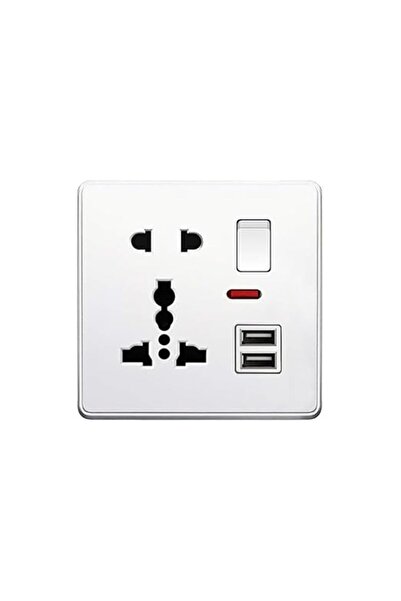 Yuhestdy مقبس حائط، مفتاح متعدد الوظائف، ومنفذين USB عالميان، مقاوم للعبث، مح...